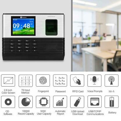 Realand AL355+ Fingerprint Time Attendance with 2.8 inch Color Screen & ID Card Function & WiFi & Access Control Function - Attendance System by Realand | Online Shopping UK | buy2fix