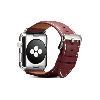 Denior Environmental Luxury Car Watch Leather Watch Band for Apple Watch Series 10 42mm / 9&8&7 41mm / SE 3&SE 2&6&SE&5&4 40mm / 3&2&1 38mm(Dark Red) - Watch Bands by Denior | Online Shopping UK | buy2fix