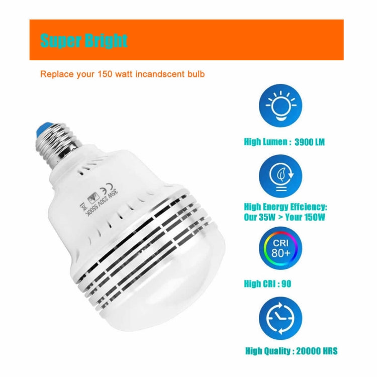 MANTOO PGL35 35W 230V 5500K 3900LM LED Light Bulb for Photography Lighting - LED Blubs & Tubes by MANTOO | Online Shopping UK | buy2fix