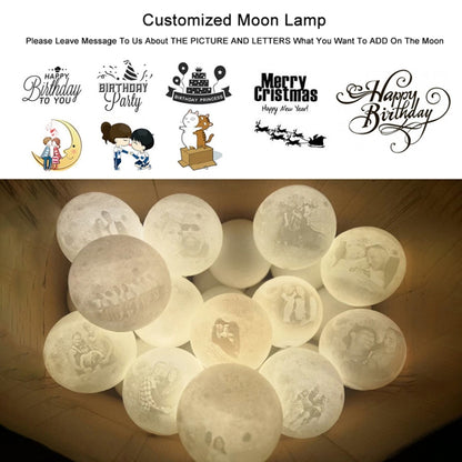 Customized Touch Switch 2-color 3D Print Moon Lamp USB Charging Energy-saving LED Night Light with Wooden Holder Base, Diameter:15cm - Night Lights by buy2fix | Online Shopping UK | buy2fix