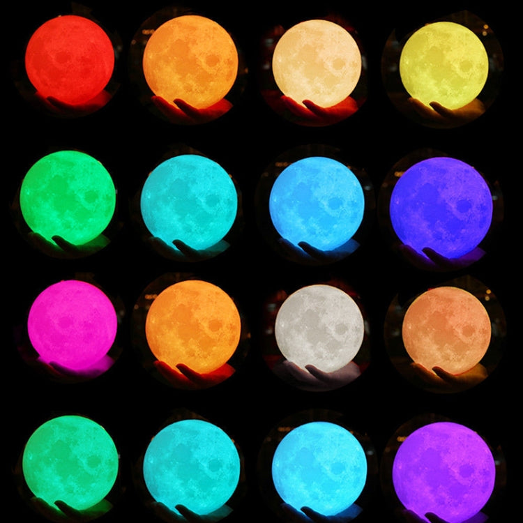 Customized 16-colors 3D Print Lamp USB Charging Energy-saving LED Night Light with Remote Control & Wooden Holder Base, Diameter:15cm - Night Lights by buy2fix | Online Shopping UK | buy2fix