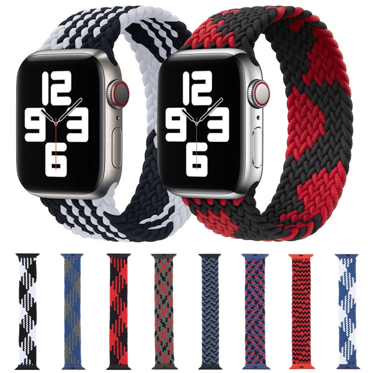 Plastic Buckle Mixed Color Nylon Braided Single Loop Watch Band For Apple Watch Ultra 49mm&Watch Ultra 2 49mm / Series 9&8&7 45mm / SE 3&SE 2&6&SE&5&4 44mm / 3&2&1 42mm, Size:S(Checkered Blue White) - Watch Bands by buy2fix | Online Shopping UK | buy2fix