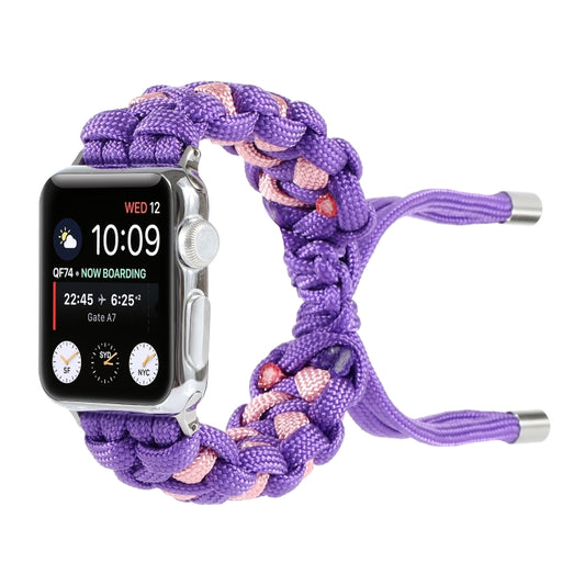 Braided Umbrella Cord Watch Band For Apple Watch Ultra 49mm&Watch Ultra 2 49mm / Series 9&8&7 45mm / SE 3&SE 2&6&SE&5&4 44mm / 3&2&1 42mm(Purple) - Watch Bands by buy2fix | Online Shopping UK | buy2fix