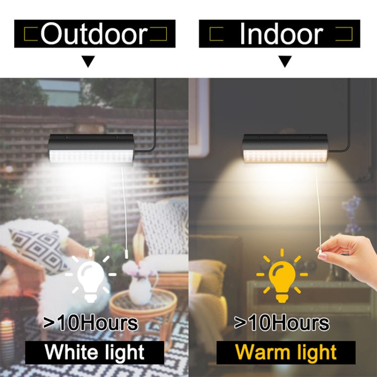 Pull-Switch 2 in 1 Solar Light 60-LEDs Landscape Courtyard Wall Lamp, Light Color:Warm Light(White Shell) - Solar Lights by buy2fix | Online Shopping UK | buy2fix