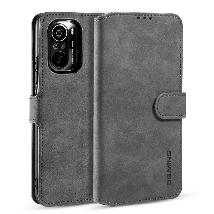 For Xiaomi Redmi K40 Pro DG.MING Retro Oil Side Horizontal Flip Leather Case with Holder & Card Slots & Wallet(Grey) - Xiaomi Cases by DG.MING | Online Shopping UK | buy2fix