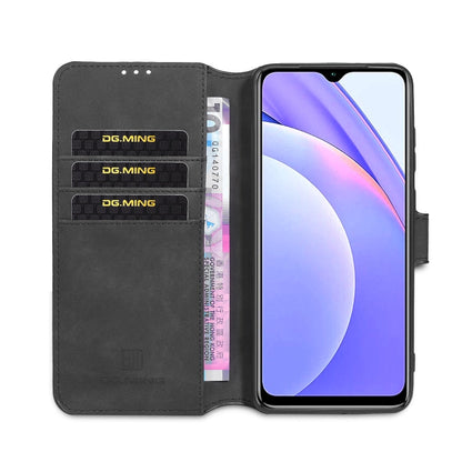 For Xiaomi Redmi Note 9 4G DG.MING Retro Oil Side Horizontal Flip Leather Case with Holder & Card Slots & Wallet(Black) - Xiaomi Cases by DG.MING | Online Shopping UK | buy2fix