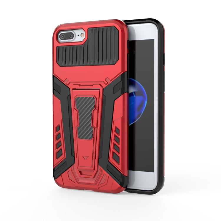 War Chariot Series Armor All-inclusive Shockproof PC + TPU Protective Case with Invisible Holder For iPhone 8 Plus / 7 Plus(Red) - More iPhone Cases by buy2fix | Online Shopping UK | buy2fix