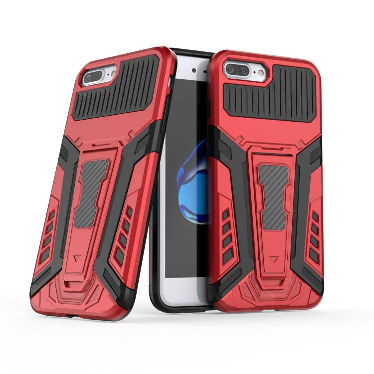 War Chariot Series Armor All-inclusive Shockproof PC + TPU Protective Case with Invisible Holder For iPhone 8 Plus / 7 Plus(Red) - More iPhone Cases by buy2fix | Online Shopping UK | buy2fix