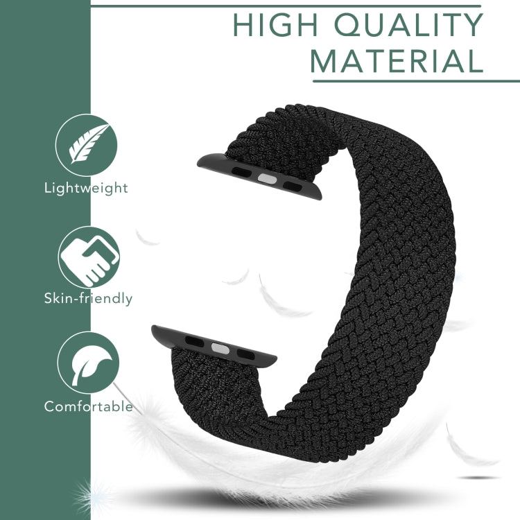 Metal Head Braided Nylon Solid Color Watch Band For Apple Watch Ultra 49mm&Watch Ultra 2 49mm / Series 9&8&7 45mm / SE 3&SE 2&6&SE&5&4 44mm / 3&2&1 42mm, Size:M 155mm(Black) - Watch Bands by buy2fix | Online Shopping UK | buy2fix