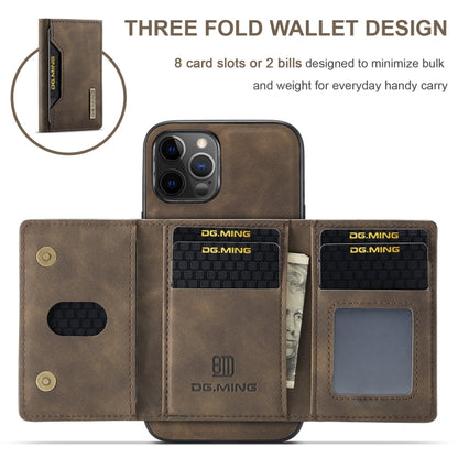 For iPhone 12 Pro Max DG.MING M2 Series 3-Fold Multi Card Bag + Magnetic Back Cover Shockproof Case with Wallet & Holder Function(Coffee) - iPhone 12 Pro Max Cases by DG.MING | Online Shopping UK | buy2fix