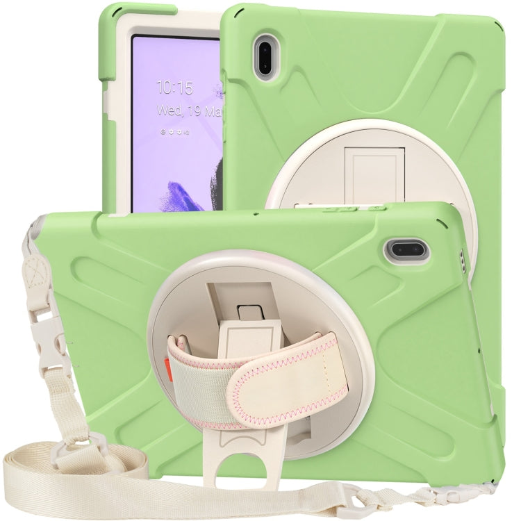 For Samsung Galaxy Tab S7 FE T730 / S7+ / S9+ /S8+ Silicone + PC Protective Case with Holder & Shoulder Strap(Matcha Green) - Other Galaxy Tab PC by buy2fix | Online Shopping UK | buy2fix