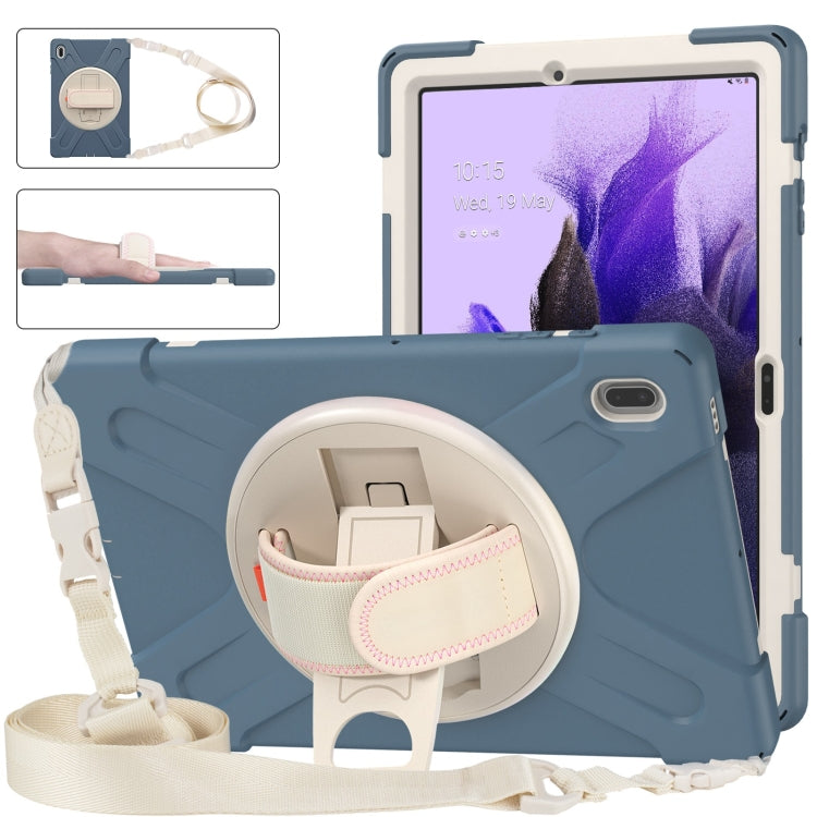 For Samsung Galaxy Tab S7 FE T730 / S7+ / S9+ /S8+ Silicone + PC Protective Case with Holder & Shoulder Strap(Cornflower Blue) - Other Galaxy Tab PC by buy2fix | Online Shopping UK | buy2fix