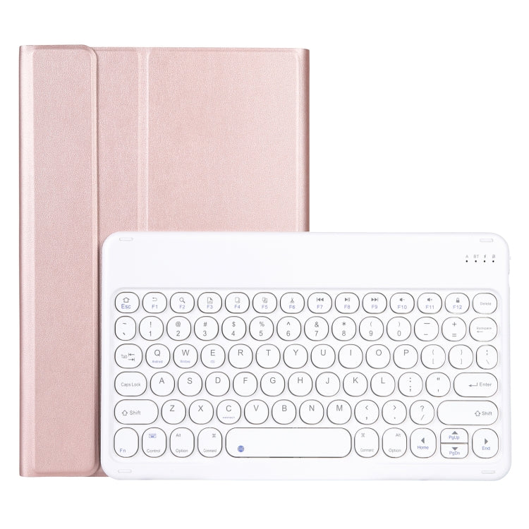 For Lenovo Pad Plus 11 inch TB-J607F / Tab P11 11 inch TB-J606F / Pad 11 inch YAM12 Lambskin Texture Detachable Round Keycap Bluetooth Keyboard Leather Tablet Case with Holder(Rose Gold) - Lenovo Keyboard by buy2fix | Online Shopping UK | buy2fix