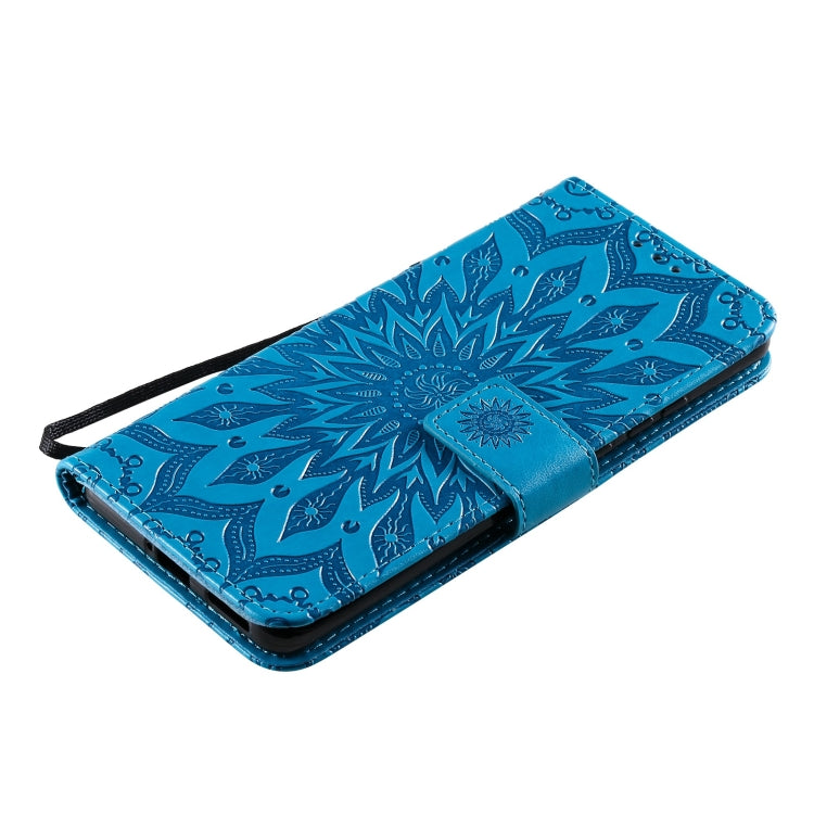 For Huawei P50 Pro Sun Embossing Pattern Horizontal Flip Leather Case with Card Slot & Holder & Wallet & Lanyard(Blue) - Huawei Cases by buy2fix | Online Shopping UK | buy2fix