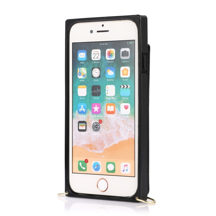 For iPhone SE 2022 / SE 2020 / 8 / 7 Cross-body Zipper Square TPU+PU Back Cover Case with Holder & Card Slots & Wallet & Strap(Black) - iPhone SE 2022 / 2020 / 8 / 7 Cases by buy2fix | Online Shopping UK | buy2fix