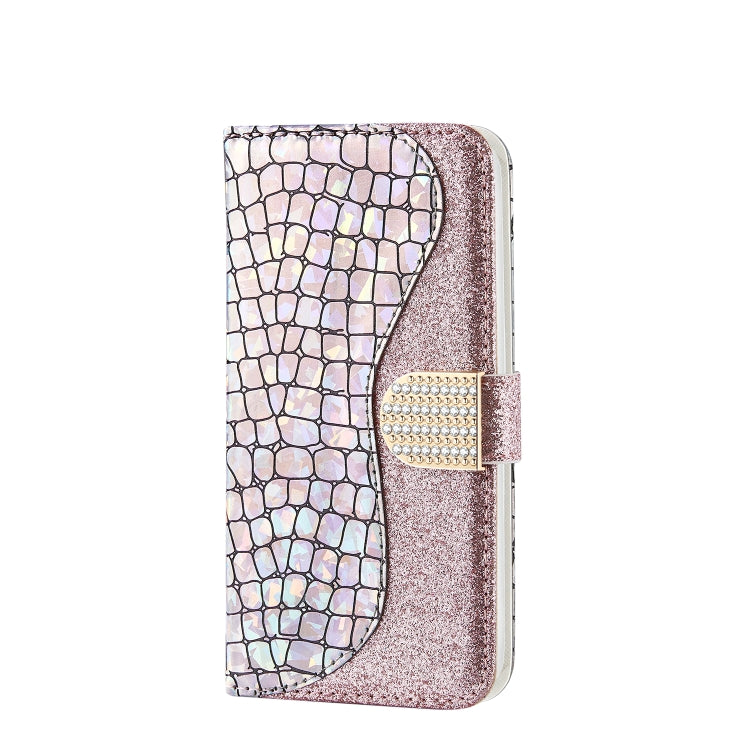 For iPhone 13 Pro Laser Glitter Powder Matching Crocodile Texture Horizontal Flip Leather Case with Card Slots & Holder & Wallet (Silver) - iPhone 13 Pro Cases by buy2fix | Online Shopping UK | buy2fix