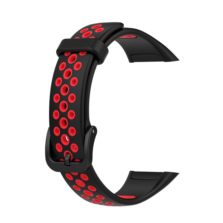 For Huawei Band 6 / Honor Band 6 Universal Two-color Breathable Silicone Watch Band(Black Red) - Watch Bands by buy2fix | Online Shopping UK | buy2fix