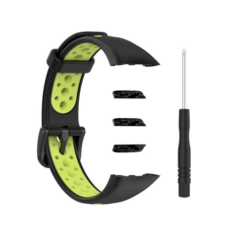 For Huawei Band 6 / Honor Band 6 Universal Two-color Breathable Silicone Watch Band(Black Green) - Watch Bands by buy2fix | Online Shopping UK | buy2fix