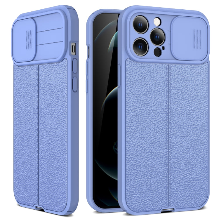 For iPhone 11 Pro Max Litchi Texture Sliding Camshield TPU Protective Case (Light Purple) - iPhone 11 Pro Max Cases by buy2fix | Online Shopping UK | buy2fix