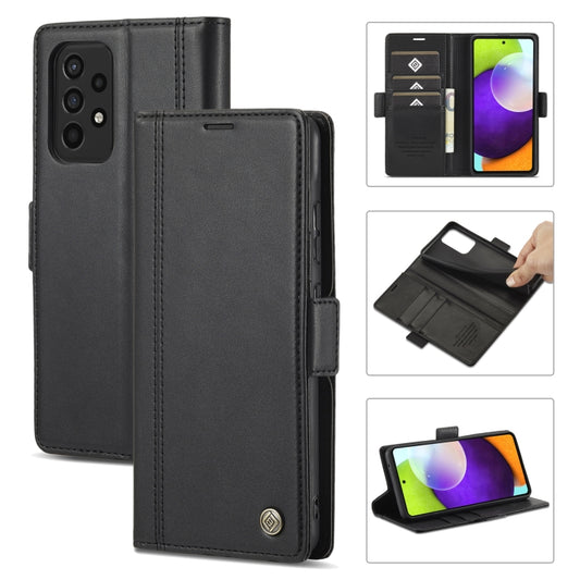 For Samsung Galaxy A52 5G / 4G LC.IMEEKE Magnetic Buckle PU + TPU Horizontal Flip Leather Case with Holder & Card Slots & Wallet(Black) - Galaxy Phone Cases by LC.IMEEKE | Online Shopping UK | buy2fix