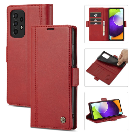 For Samsung Galaxy A72 5G / 4G LC.IMEEKE Magnetic Buckle PU + TPU Horizontal Flip Leather Case with Holder & Card Slots & Wallet(Red) - Galaxy Phone Cases by LC.IMEEKE | Online Shopping UK | buy2fix