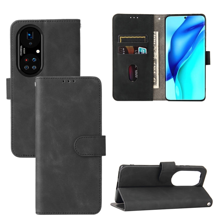 For Huawei P50 Pro Solid Color Skin Feel Magnetic Buckle Horizontal Flip Calf Texture PU Leather Case with Holder & Card Slots & Wallet(Black) - Huawei Cases by buy2fix | Online Shopping UK | buy2fix