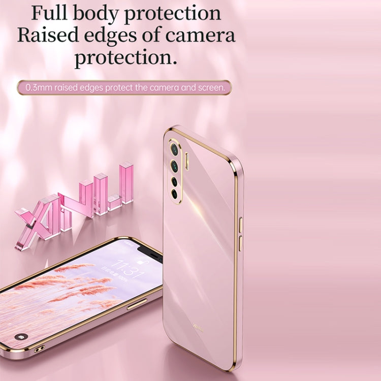 For OPPO A91 XINLI Straight 6D Plating Gold Edge TPU Shockproof Case(White) - OPPO Cases by XINLI | Online Shopping UK | buy2fix