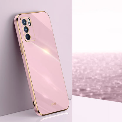 For OPPO Reno6 5G XINLI Straight 6D Plating Gold Edge TPU Shockproof Case(Cherry Purple) - OPPO Cases by XINLI | Online Shopping UK | buy2fix