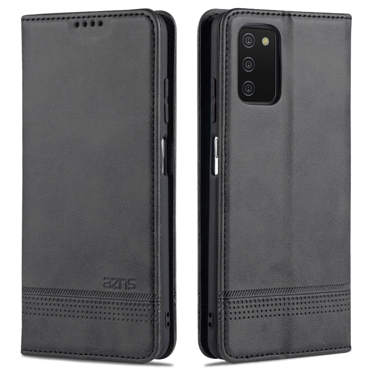 For Samsung Galaxy A03s 164mm AZNS Magnetic Calf Texture Horizontal Flip Leather Case with Card Slots & Holder & Wallet(Black) - Galaxy Phone Cases by AZNS | Online Shopping UK | buy2fix