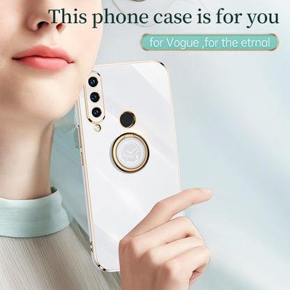 For Huawei P30 Lite XINLI Straight 6D Plating Gold Edge TPU Shockproof Case with Ring Holder(Cherry Purple) - Huawei Cases by XINLI | Online Shopping UK | buy2fix