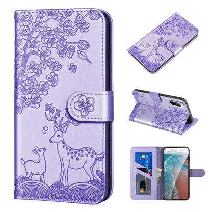 For Sony Xperia 10 II Sika Deer Embossing Pattern Horizontal Flip PU Leather Case with Holder & Card Slot & Wallet & Photo Frame(Purple) - Sony Cases by buy2fix | Online Shopping UK | buy2fix