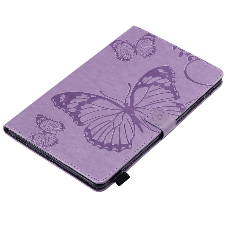 For Galaxy Tab A 10.1 (2019) Pressed Printing Butterfly Pattern Horizontal Flip PU Leather Case with Holder & Card Slots & Wallet & Pen Slot(Purple) - Tab A 10.1 (2019) T510 / T515 by buy2fix | Online Shopping UK | buy2fix