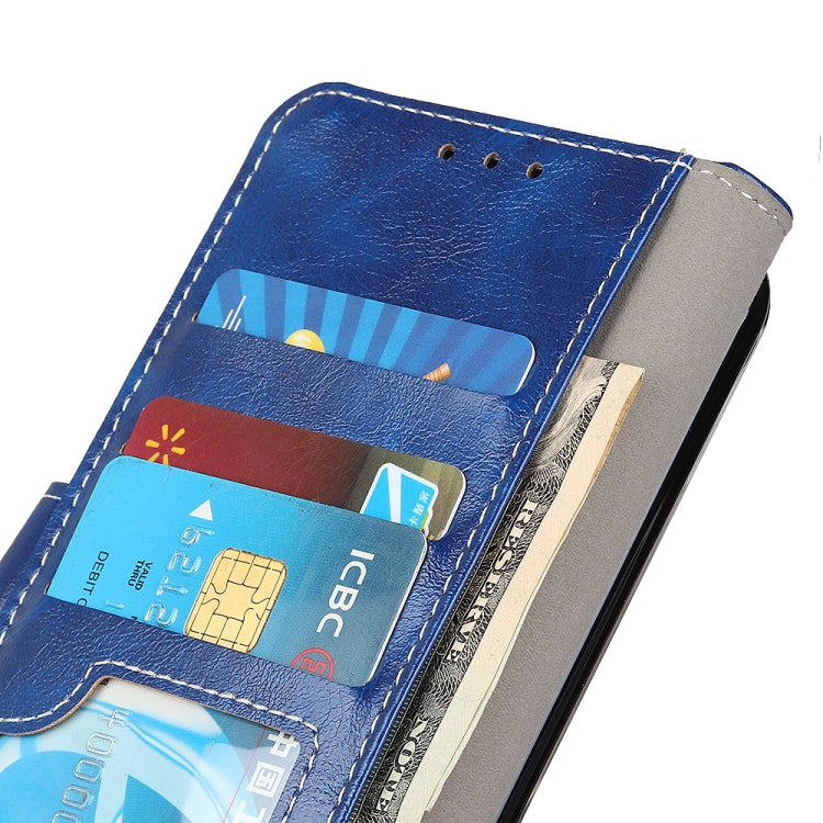 For OPPO A16 Retro Crazy Horse Texture Horizontal Flip Leather Case with Holder & Card Slots & Photo Frame & Wallet(Blue) - OPPO Cases by buy2fix | Online Shopping UK | buy2fix