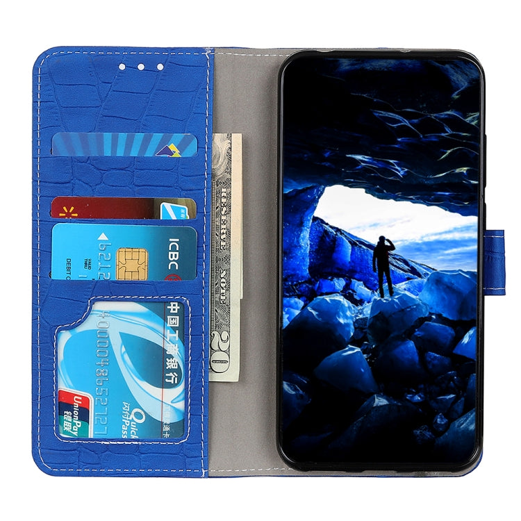 For OPPO A16 Magnetic Crocodile Texture Horizontal Flip Leather Case with Holder & Card Slots & Wallet(Blue) - OPPO Cases by buy2fix | Online Shopping UK | buy2fix