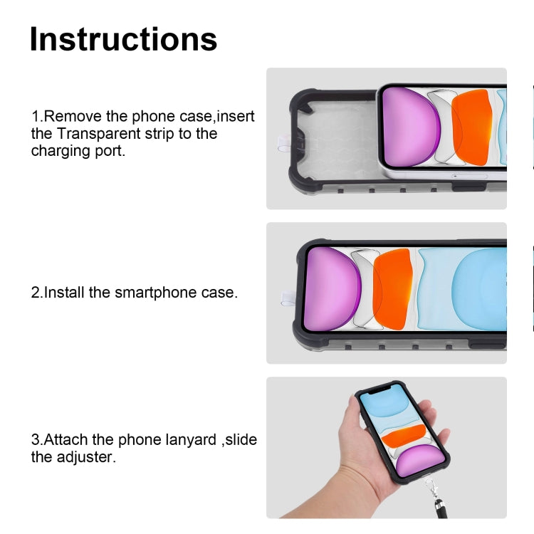 For iPhone 11 Shockproof Honeycomb PC + TPU Case with Neck Lanyard (Grey) - iPhone 11 Cases by buy2fix | Online Shopping UK | buy2fix