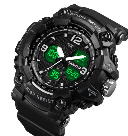 SKMEI 1742 Four-screen LED Digital Display Luminous Sports Shockproof Electronic Watch for Men(Black) - Leather Strap Watches by SKMEI | Online Shopping UK | buy2fix