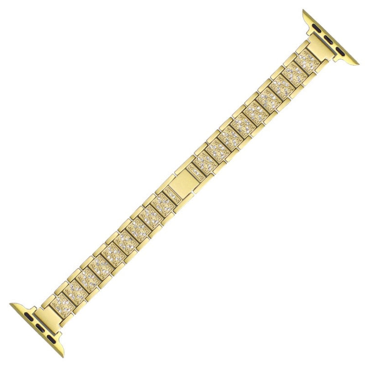 14mm Three-beads Diamond Aluminum Alloy Watch Band For Apple Watch Series 9&8&7 41mm / SE 3&SE 2&6&SE&5&4 40mm / 3&2&1 38mm(Gold) - Watch Bands by buy2fix | Online Shopping UK | buy2fix