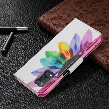 For OPPO Realme 8 5G / Realme V13 Colored Drawing Pattern Horizontal Flip Leather Case with Holder & Card Slots & Wallet(Sun Flower) - Realme Cases by buy2fix | Online Shopping UK | buy2fix