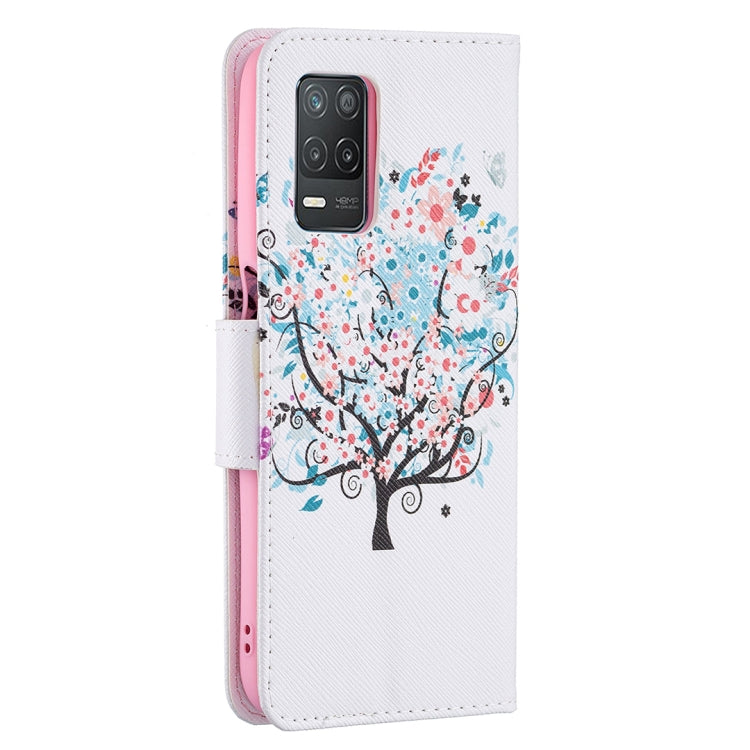 For OPPO Realme 8 5G / Realme V13 Colored Drawing Pattern Horizontal Flip Leather Case with Holder & Card Slots & Wallet(Tree) - Realme Cases by buy2fix | Online Shopping UK | buy2fix