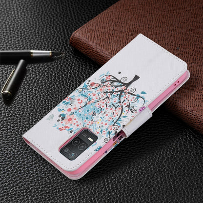 For OPPO Realme 8 5G / Realme V13 Colored Drawing Pattern Horizontal Flip Leather Case with Holder & Card Slots & Wallet(Tree) - Realme Cases by buy2fix | Online Shopping UK | buy2fix