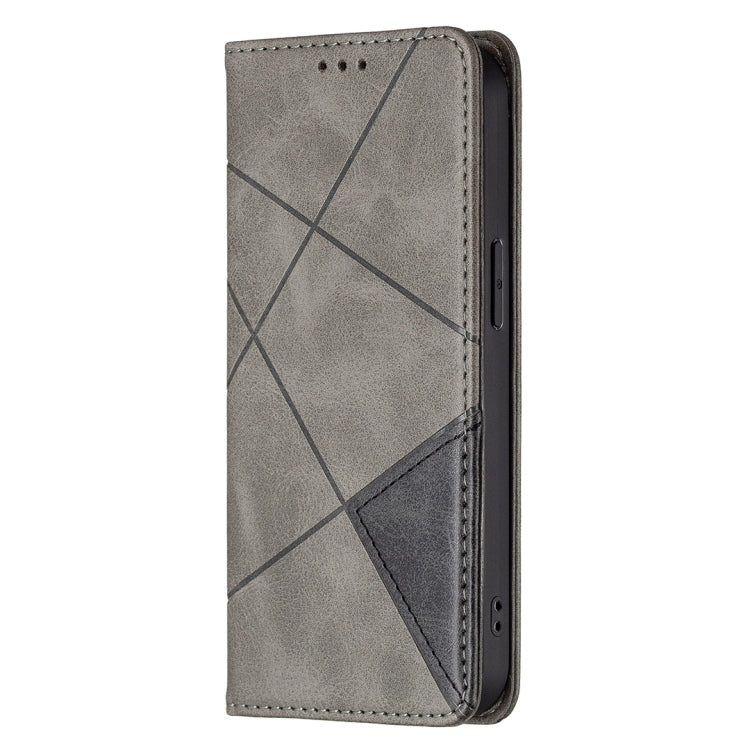 For iPhone 13 mini Rhombus Texture Horizontal Flip Magnetic Leather Case with Holder & Card Slots (Grey) - iPhone 13 mini Cases by buy2fix | Online Shopping UK | buy2fix