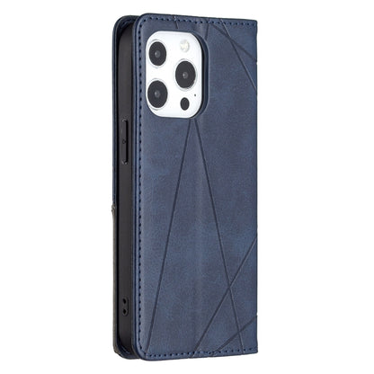 For iPhone 13 mini Rhombus Texture Horizontal Flip Magnetic Leather Case with Holder & Card Slots (Blue) - iPhone 13 mini Cases by buy2fix | Online Shopping UK | buy2fix