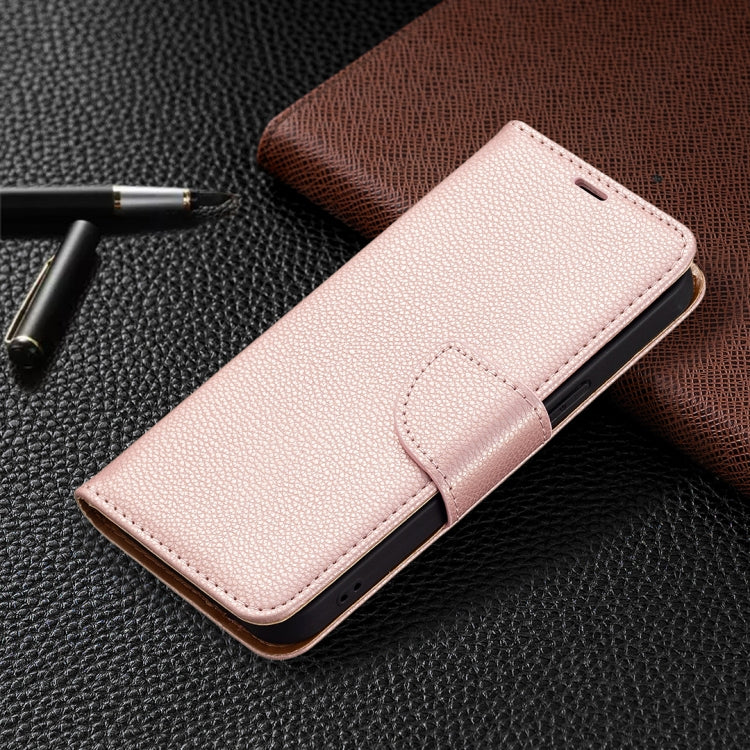 For iPhone 13 mini Litchi Texture Pure Color Horizontal Flip Leather Case with Holder & Card Slots & Wallet & Lanyard (Rose Gold) - iPhone 13 mini Cases by buy2fix | Online Shopping UK | buy2fix