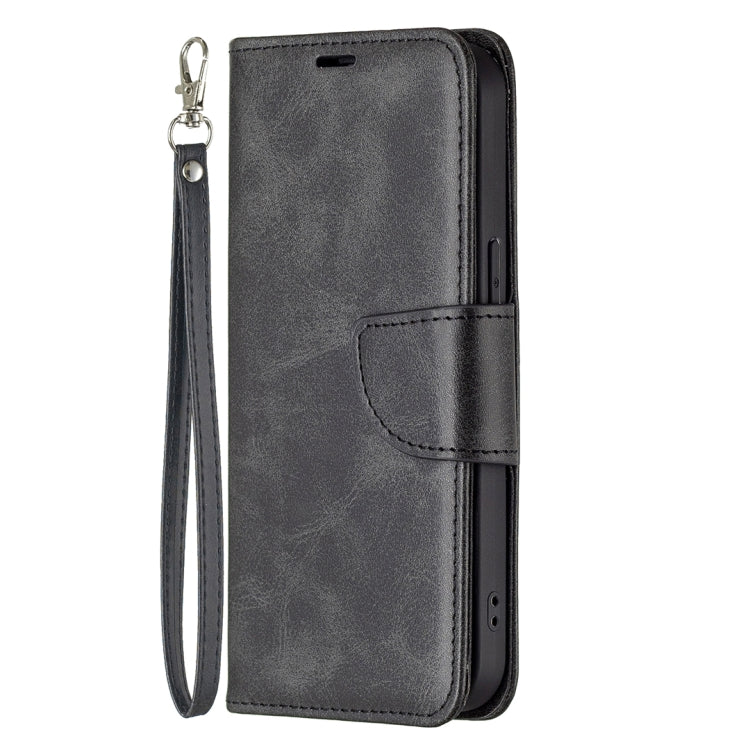 For iPhone 13 mini  Retro Lambskin Texture Pure Color Horizontal Flip PU Leather Case, with Holder & Card Slots & Wallet & Lanyard(Black) - iPhone 13 mini Cases by buy2fix | Online Shopping UK | buy2fix