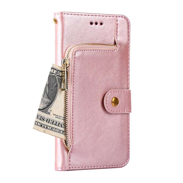 For vivo Y72 5G / iQOO Z3 Zipper Bag PU + TPU Horizontal Flip Leather Case with Holder & Card Slot & Wallet & Lanyard(Rose Gold) - vivo Cases by buy2fix | Online Shopping UK | buy2fix