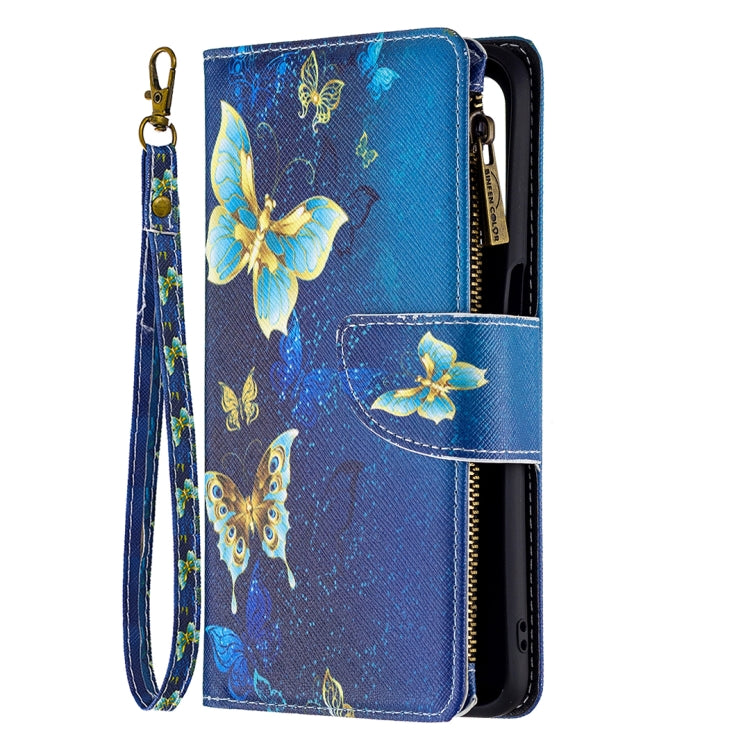 For OPPO A74 5G/A93 5G/A54 5G Colored Drawing Pattern Zipper Horizontal Flip Leather Case with Holder & Card Slots & Wallet(Gold Butterfly) - OPPO Cases by buy2fix | Online Shopping UK | buy2fix