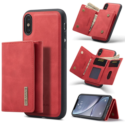 DG.MING M1 Series 3-Fold Multi Card Wallet  Back Cover Shockproof Case with Holder Function For iPhone XS(Red) -  by DG.MING | Online Shopping UK | buy2fix