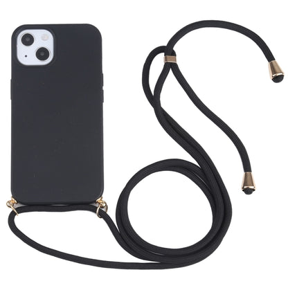 For iPhone 13 mini Wheat Straw Material + TPU Shockproof Case with Neck Lanyard (Black) - iPhone 13 mini Cases by buy2fix | Online Shopping UK | buy2fix