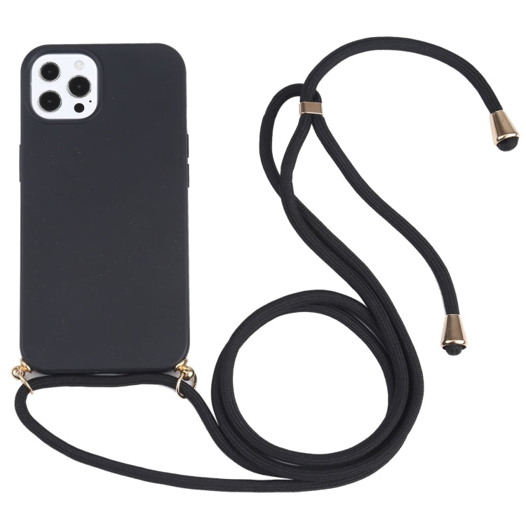 For iPhone 13 Pro Max Wheat Straw Material + TPU Shockproof Case with Neck Lanyard (Black) - iPhone 13 Pro Max Cases by buy2fix | Online Shopping UK | buy2fix