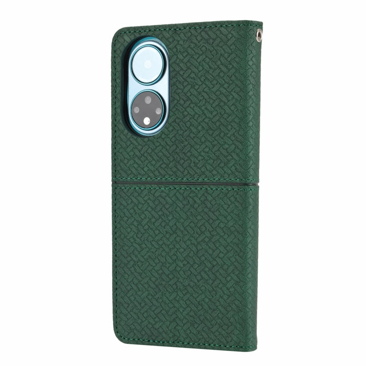 For Honor 50 Woven Texture Stitching Magnetic Horizontal Flip PU Leather Case with Holder & Card Slots & Wallet & Lanyard(Green) - Honor Cases by buy2fix | Online Shopping UK | buy2fix